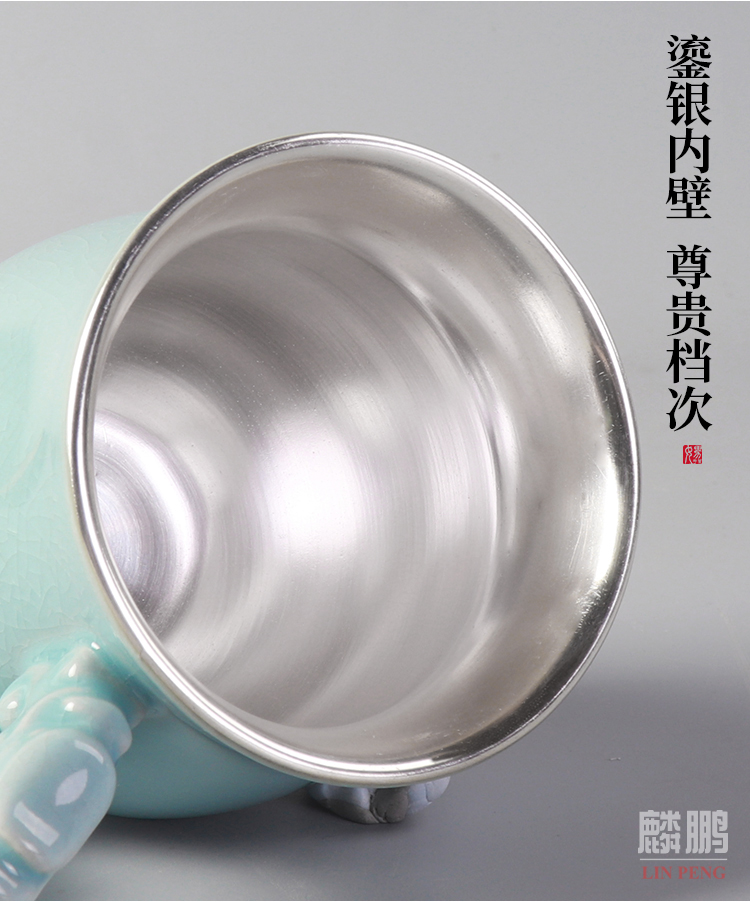Artisan fairy coppering. As silver cup creative ceramic cup large - capacity glass keller contracted couples office cup cup with cover