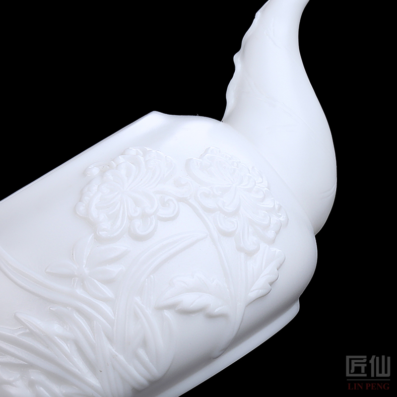 The Master artisan fairy guo - qin Chen white porcelain teapot pure manual suet jade biscuit firing single pot of household creative teapot