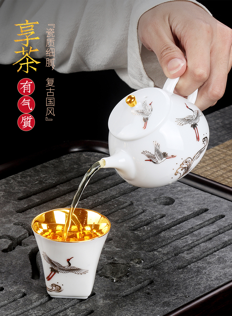 Artisan fairy gold cup to crack a pot of two cups of pure manual household ceramics kung fu tea tea tea set