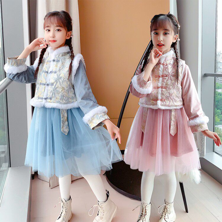 Girl Han Fu Princess Dress Autumn Winter Style China Wind Tang Dress Beiyr Clothes Children Qipao Dress Gooey Dress Gooey Dress
