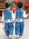 Children's tie-dye ethnic style costumes plus velvet brother and sister costumes for boys and girls Chinese style dance kindergarten New Year's Day performance costumes