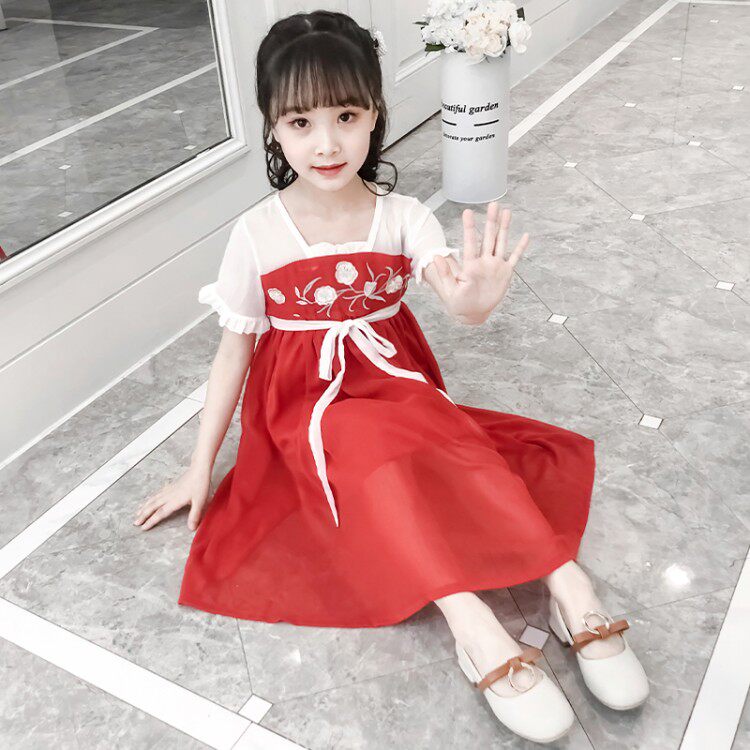 Girls skirt summer dress Hanfu Chinese style little girl Tang suit princess skirt Western style 2019 new children's dress