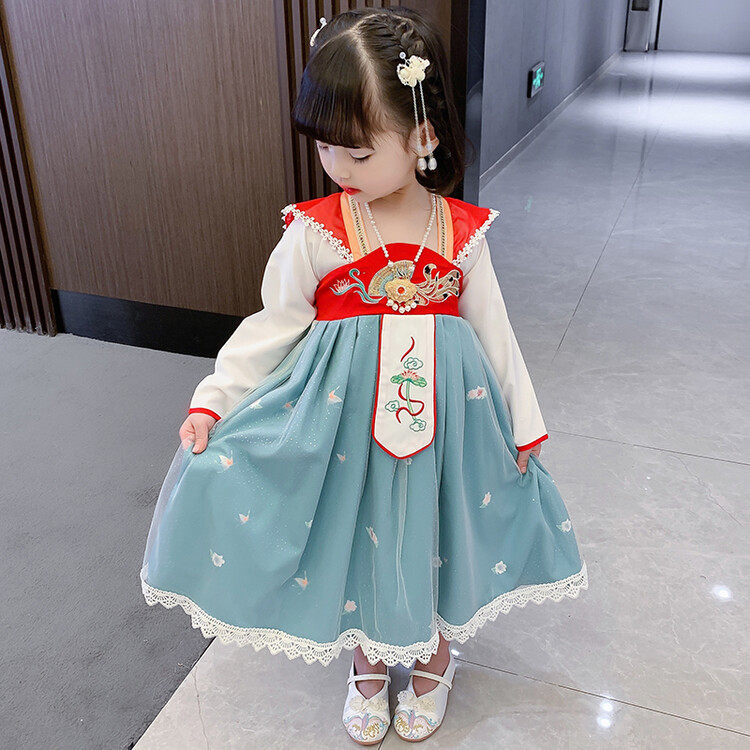Girl Hanfu Dress Spring Autumn Clothing 2022 New Long Sleeves Tangy Dress Chinese Wind Baby Ancient Dress Princess Dress