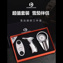 HANNICOOK Cigar Scissors Lighter Ashtrays Smoke with three sets of Stainless Steel Cigar Cut Gift Suits