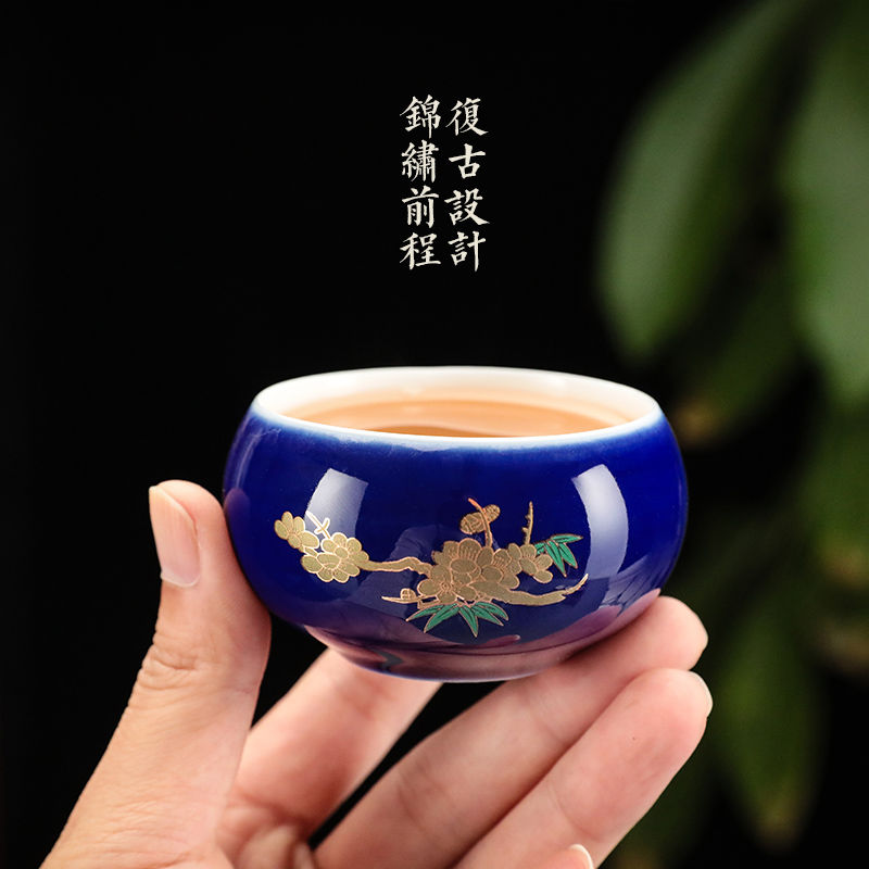 Ceramic cups master cup large kunfu tea cup sample tea cup individual single cup bowl restoring ancient ways of blue and white porcelain tea set