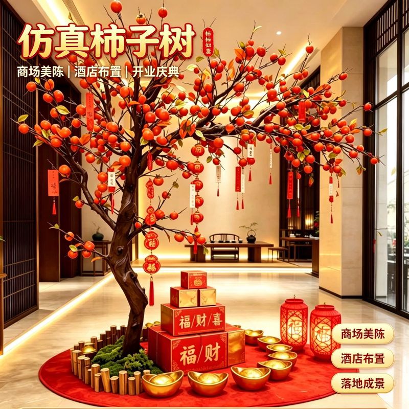 Simulated Persimmon Tree, Artificial Fruit Tree, New Year Atmosphere Wishing Tree, Blessing Red Envelope Tree, Hotel and Shopping Mall Decorative Landscape Tree Simulated Persimmon Tree, Artificial Fruit Tree, New Year Atmosphere Wishing Tree, Blessing Red Envelope Tree, Hotel and Shopping Mall Decorative Landscape Tree