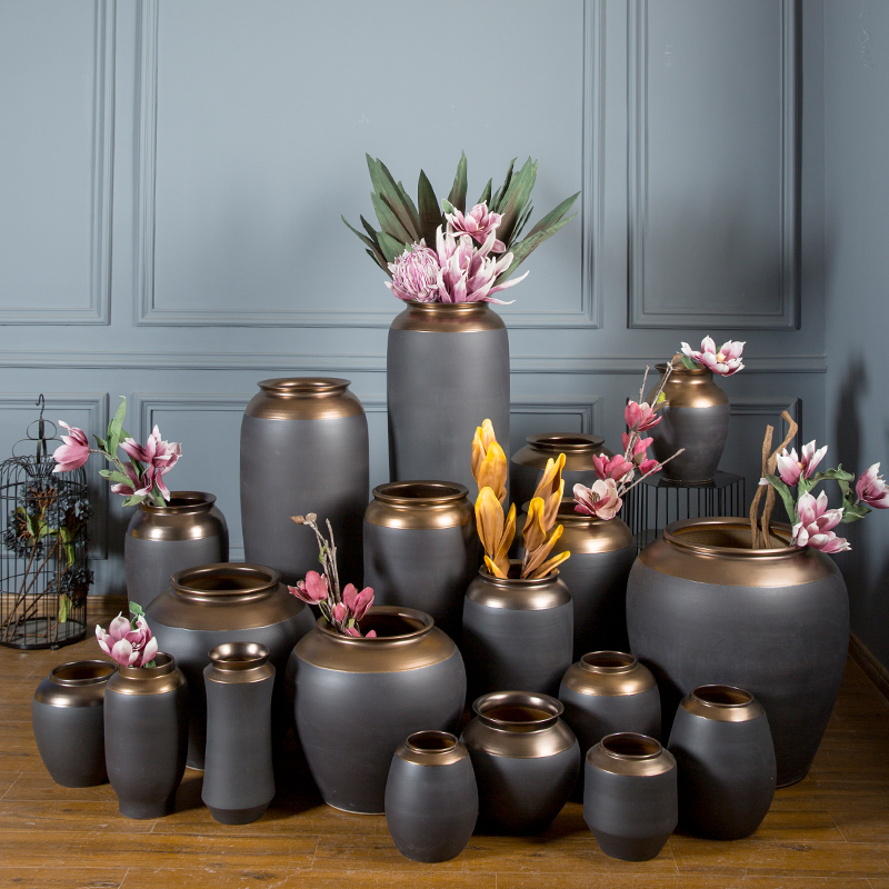 Modern Simple Jingde Ceramics landing large vase European-style living room furniture simulation tree decoration