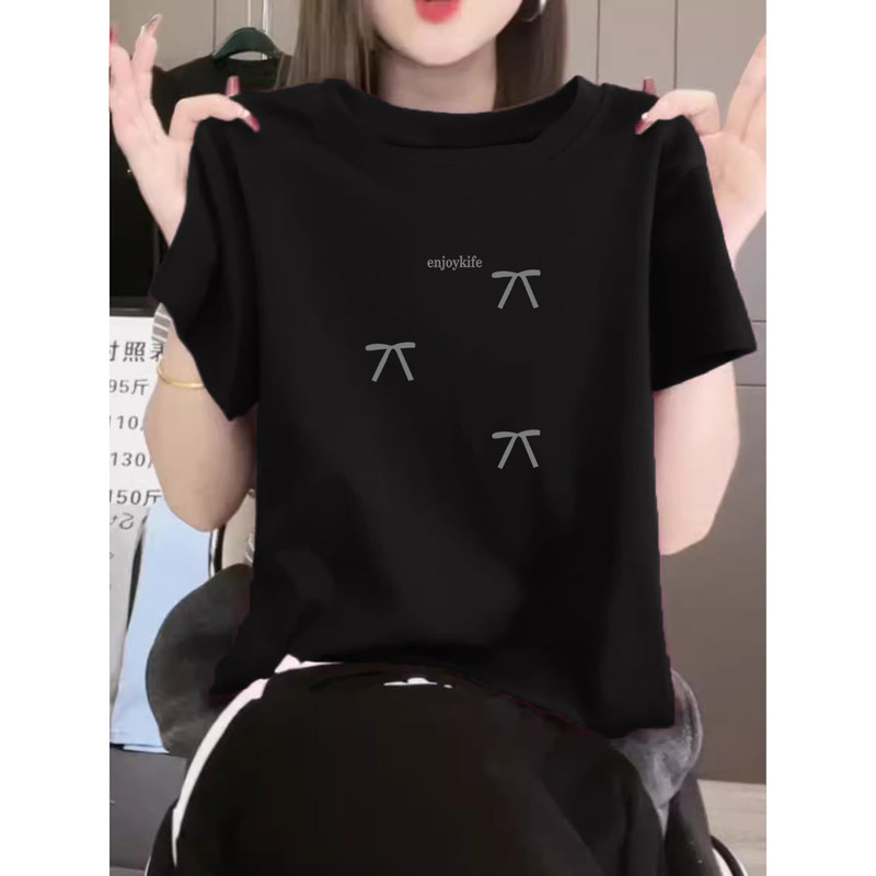 Korean 2026 New Summer Short-Sleeved T-Shirt for Women, Black Versatile Design Top, Trendy Base Shirt Korean 2026 New Summer Short-Sleeved T-Shirt for Women, Black Versatile Design Top, Trendy Base Shirt