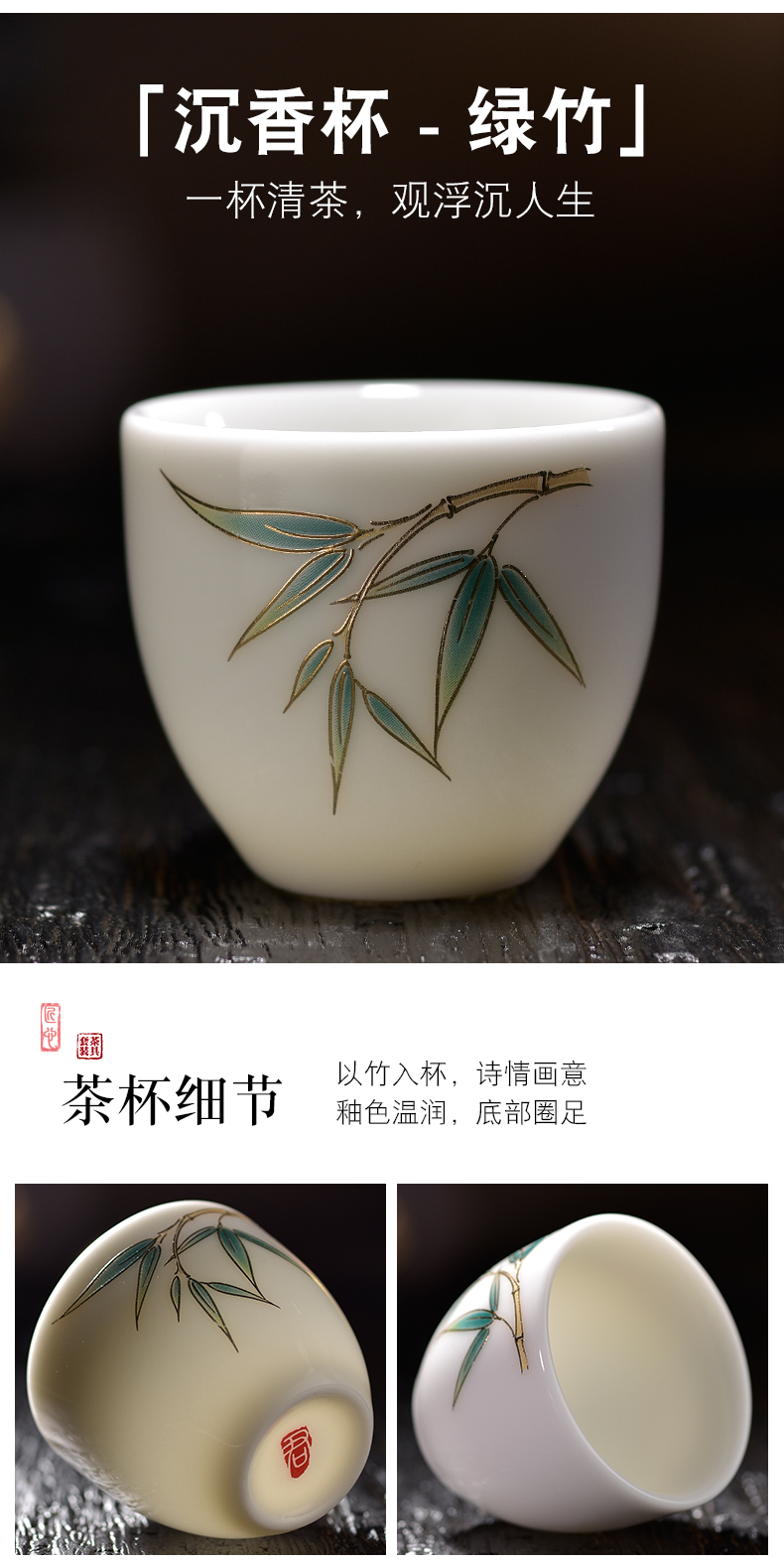 Dehua suet jade white porcelain masters cup single glass ceramic sample tea cup jade porcelain teacup kung fu tea set personal cup home