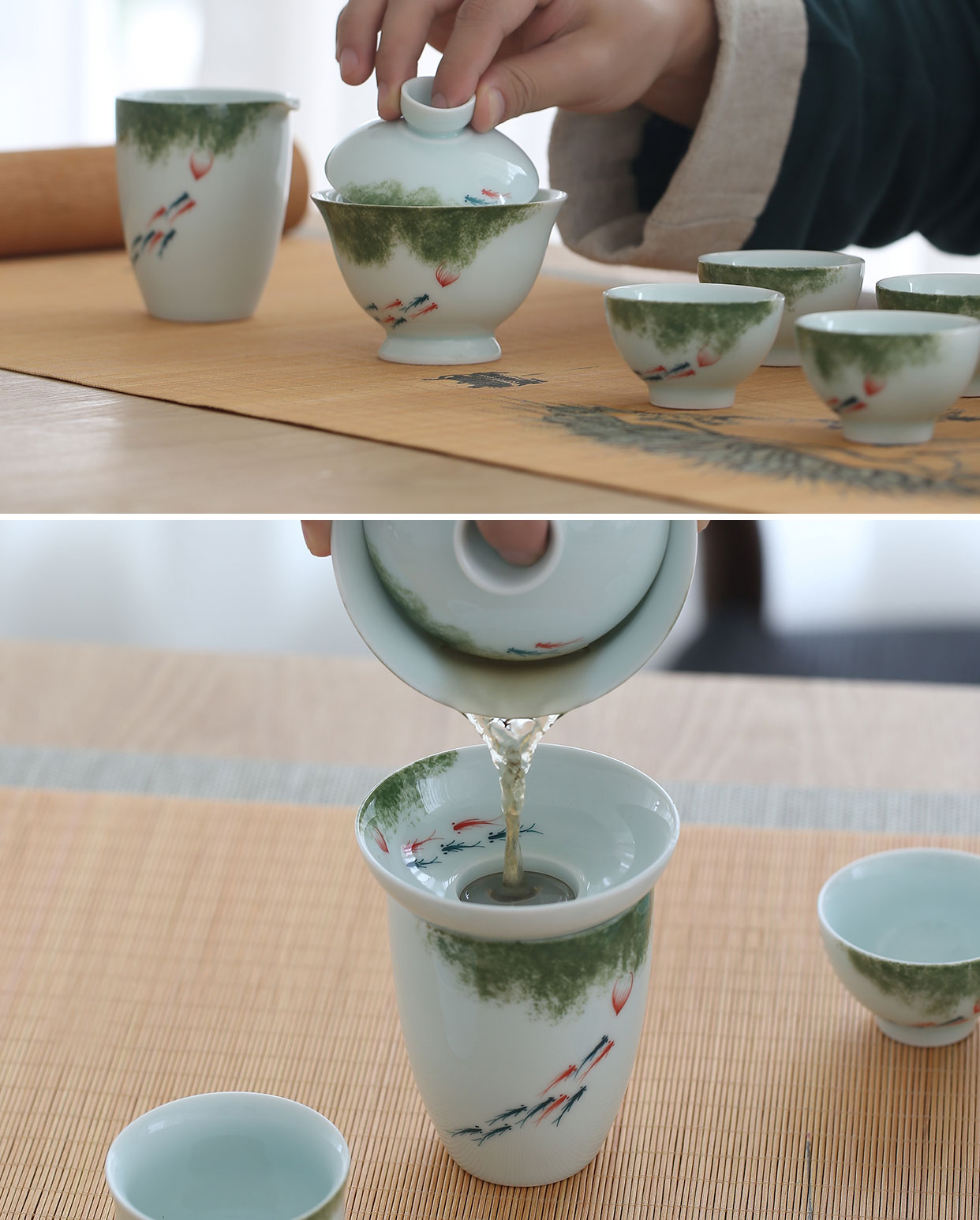Babson d dehua hand - made white porcelain tureen kung fu tea set suit household ceramic cups in the box of a complete set of the teapot