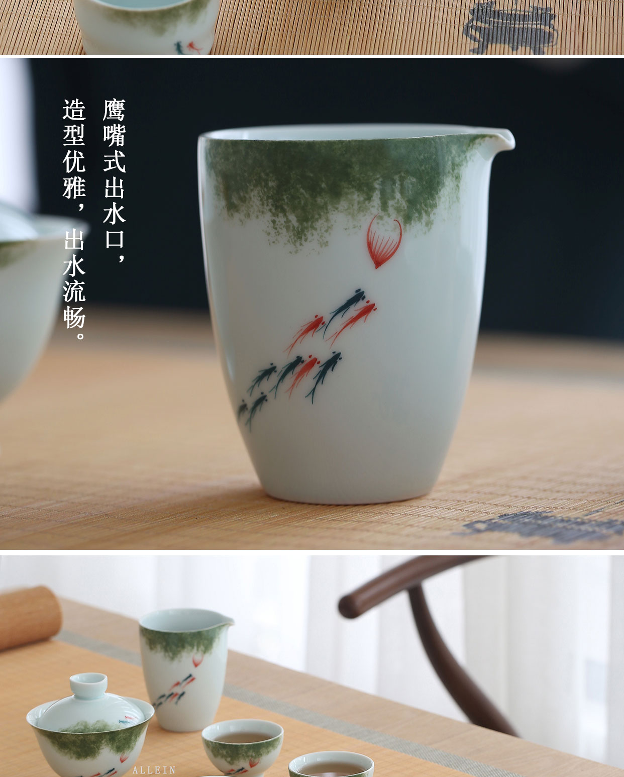 Babson d dehua hand - made white porcelain tureen kung fu tea set suit household ceramic cups in the box of a complete set of the teapot