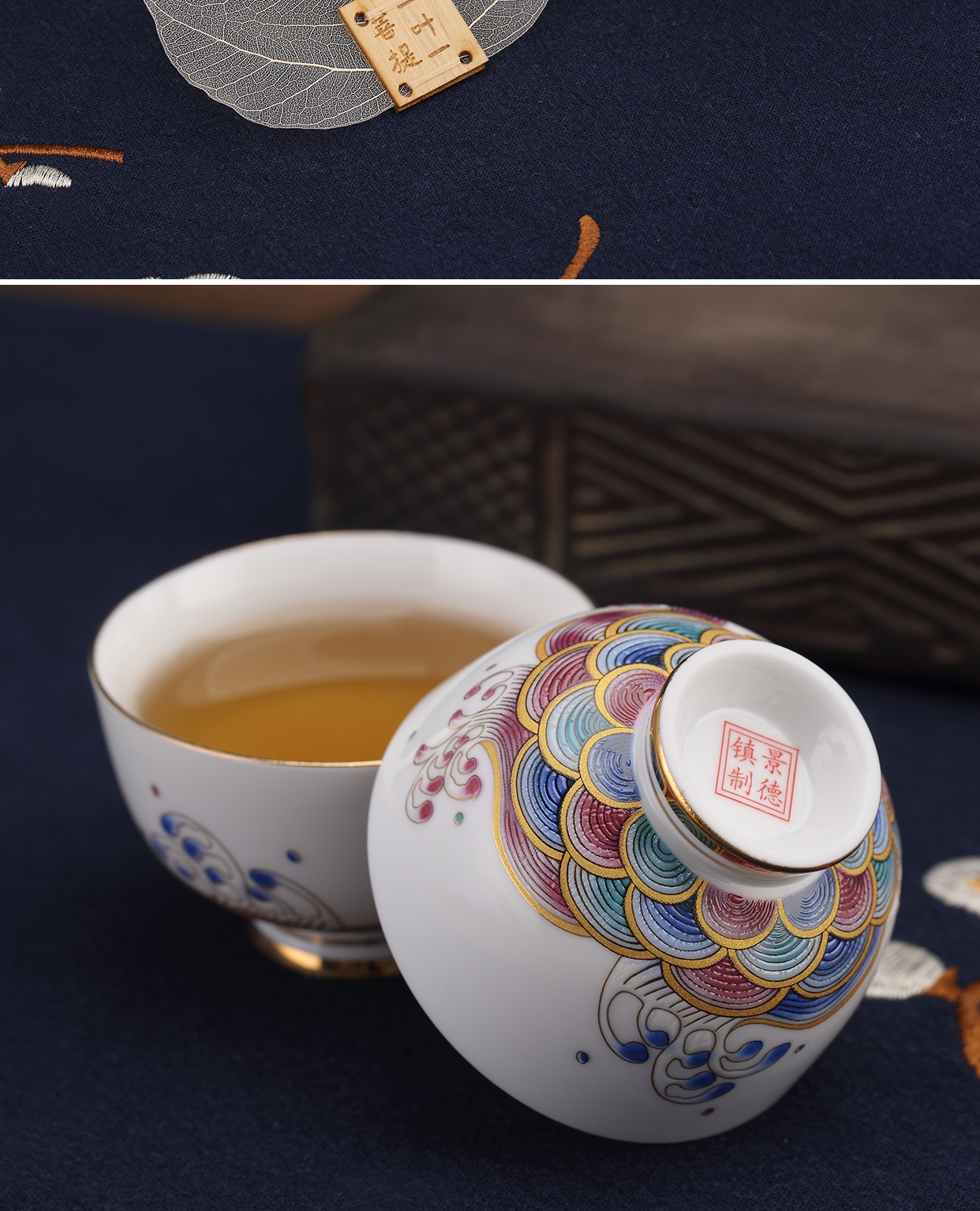 Jingdezhen porcelain kung fu tea set contracted household tureen of a complete set of tea cups of blue and white porcelain teapot high - end gift box