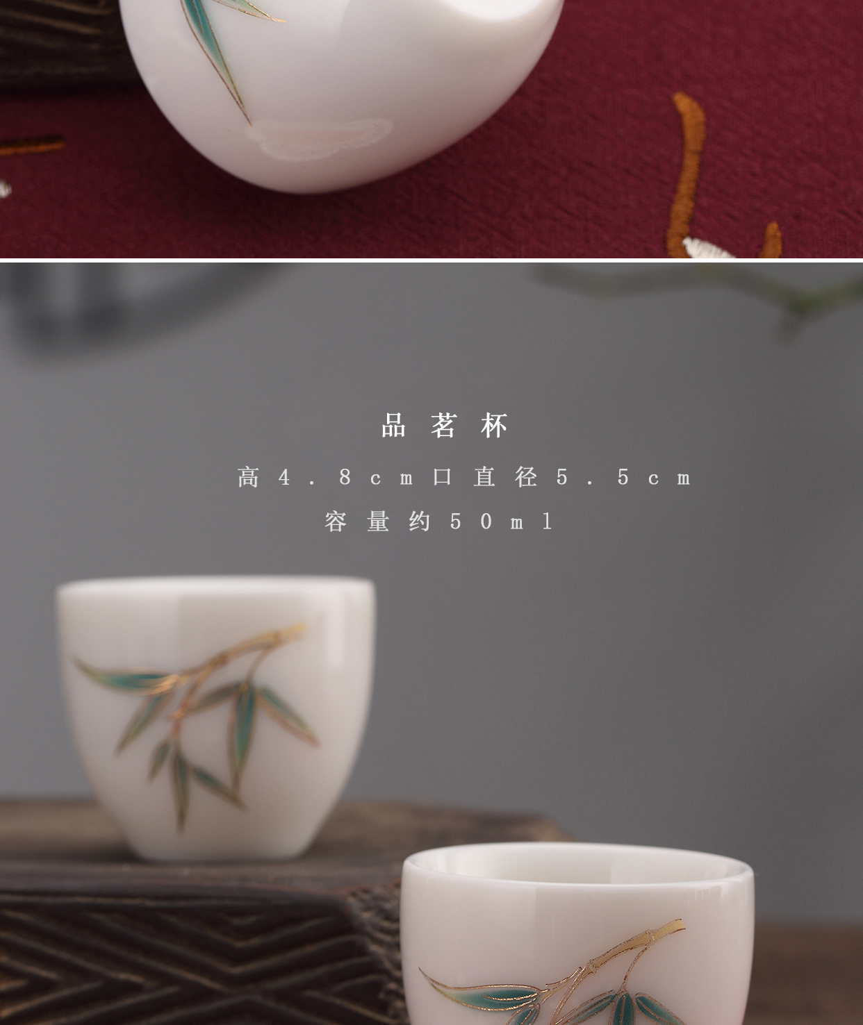 Dehua white porcelain paint suet jade bamboo tureen tea sets ceramic contracted side put the pot of kung fu tea gift box