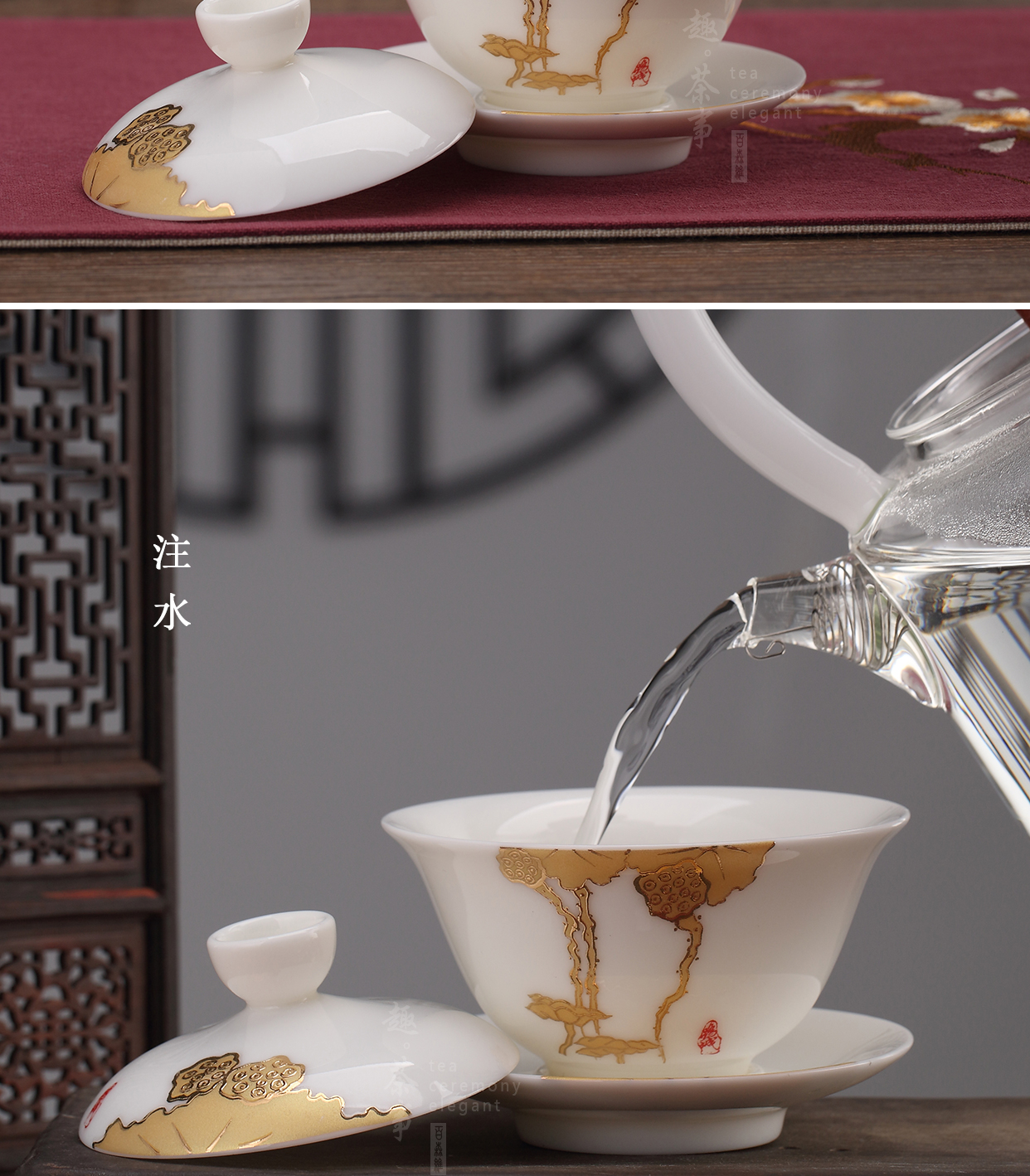 Dehua white porcelain tureen suet jade three just ceramic bowl hand paint a single tea bowl not hot kung fu tea set