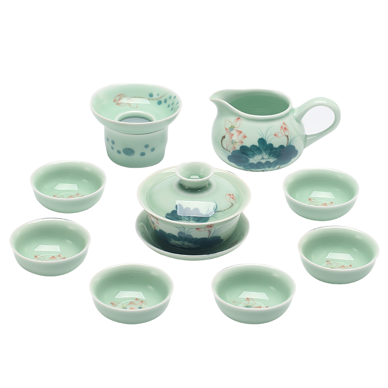 Babson d hand - drawn lotus celadon small ceramic fair keller tea is tea and a cup of tea accessories sea 150 ml