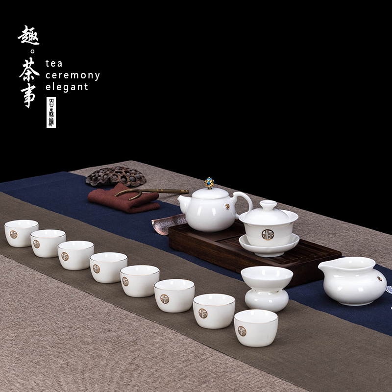 , a three dimensional tureen kung fu tea set high - grade dehua white porcelain cups suet jade only a single ceramic tea bowl