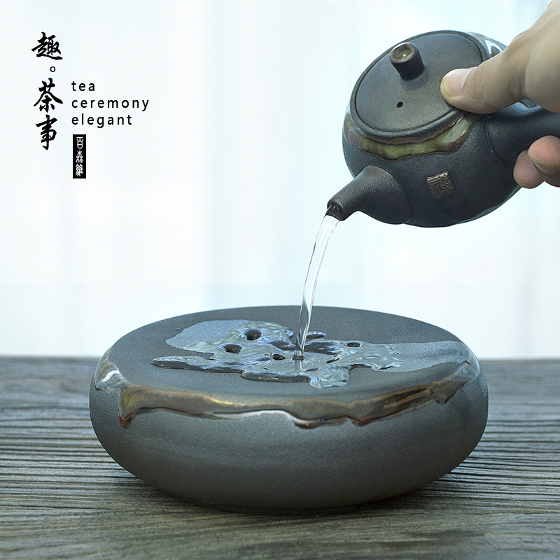 Babson d Japanese rust glaze circular coarse pottery pot bearing water dry mercifully zen household ceramic tea tea tray