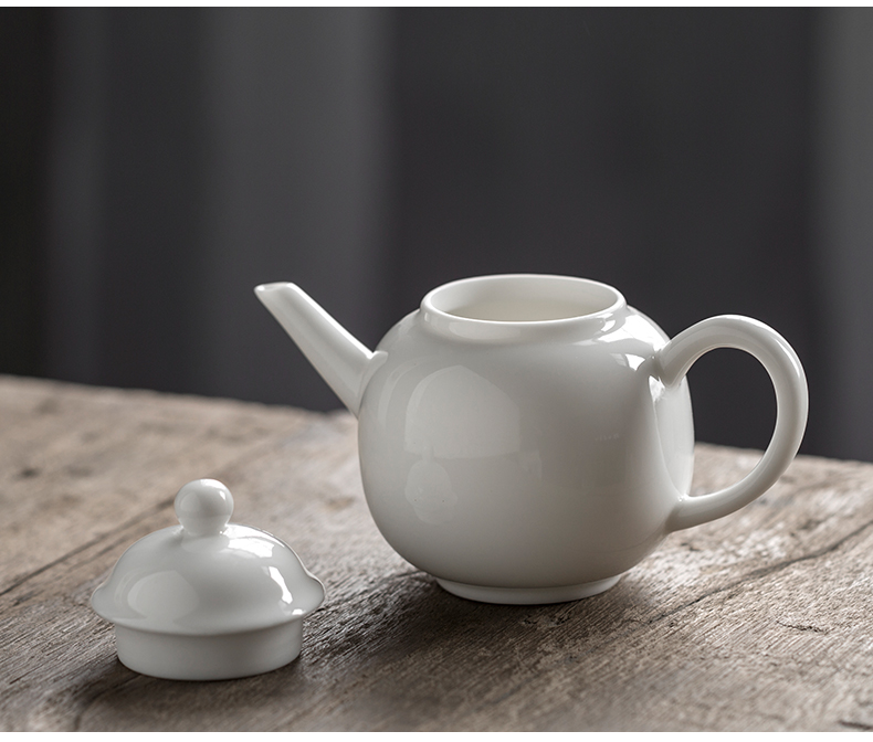 Archaize home dehua white porcelain suet jade teapot tea filter remove kung fu tea set small ceramic teapot single pot