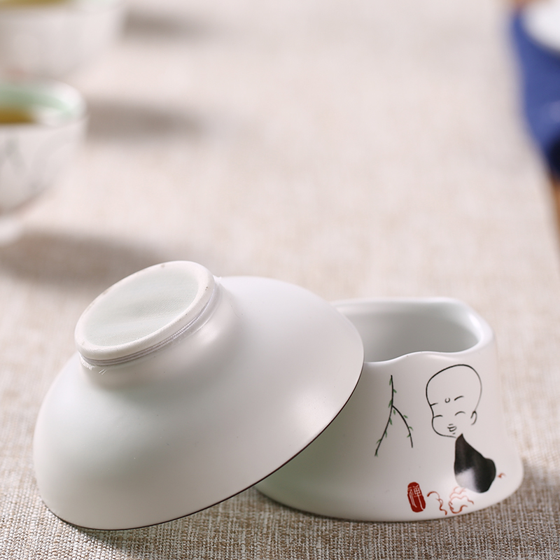 Inferior smooth white porcelain ceramic) filter kung fu tea set, the young monk tea strainer tea strainer single tea accessories