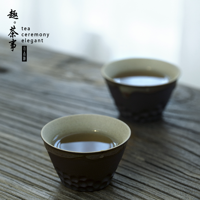 Japanese zen retro manual coarse pottery sample tea cup rust creative ceramics glaze cup cup personal cup a single master