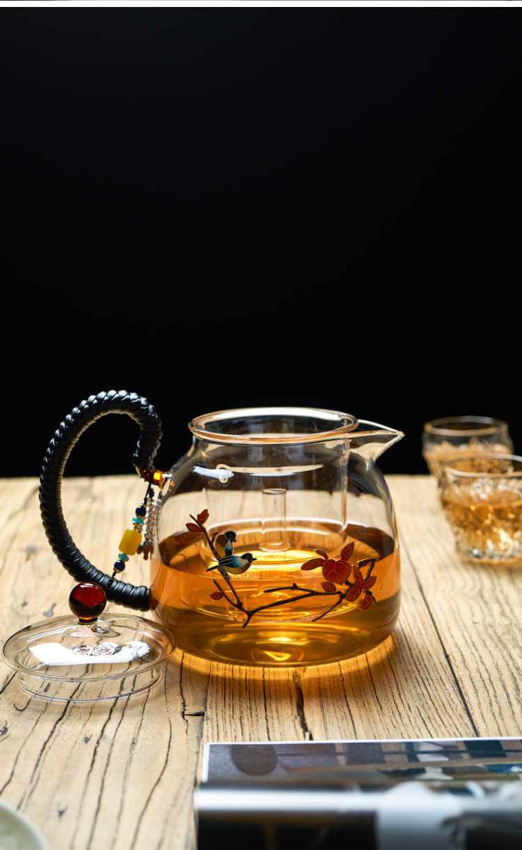 Wire inlay enamel color boiling tea ware office heat - resistant glass teapot small electric TaoLu suit single girder pot pot