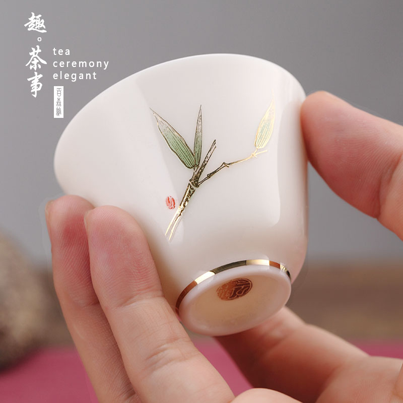 Dehua up porcelain suet jade kung fu tea set the see colour of household ceramic teapot teacup tureen whole sitting room
