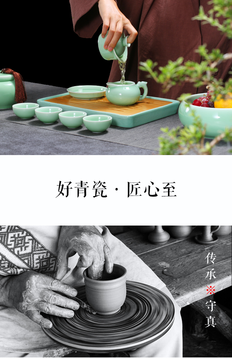 Babson d longquan celadon tureen kung fu tea set large household ceramic cups three single suit to make tea bowl