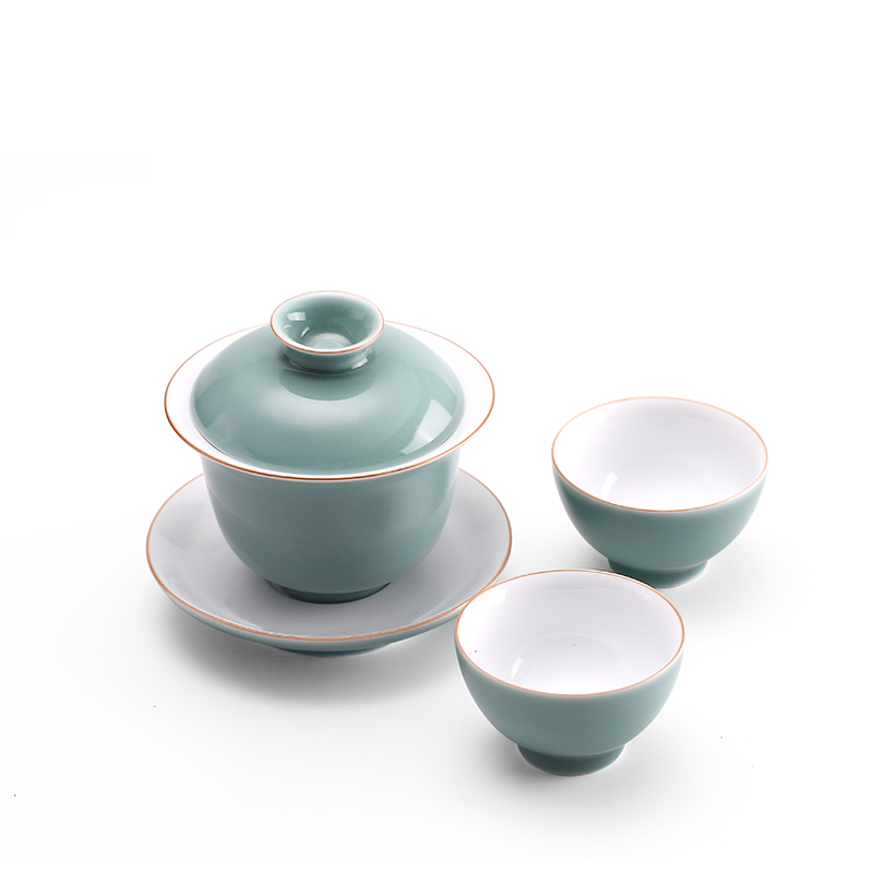 Babson ceramic glaze three only tureen ji green tea bowl of the big cup is not new one the bowl kung fu tea set