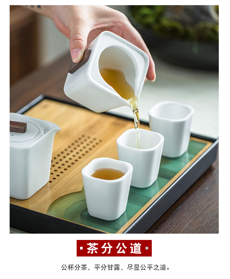 Taiwan unknowingly hall travel tea set portable crack a pot of three car ceramic tea tray was set office