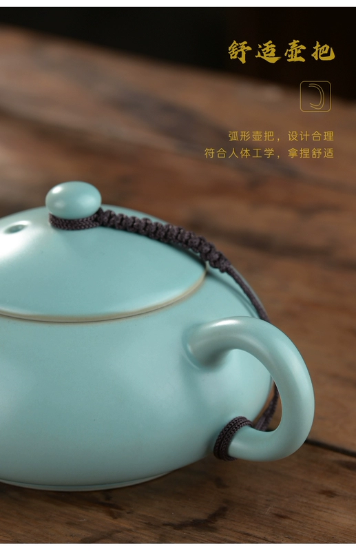 ấm trà gốm sứ Màu xanh da trời Ru lò ấm trà để pha trà nồi đơn bộ trà gốm hộ gia đình đá nứt Ru lò lọc ấm trà để pha trà ấm sứ trắng bình trà sứ