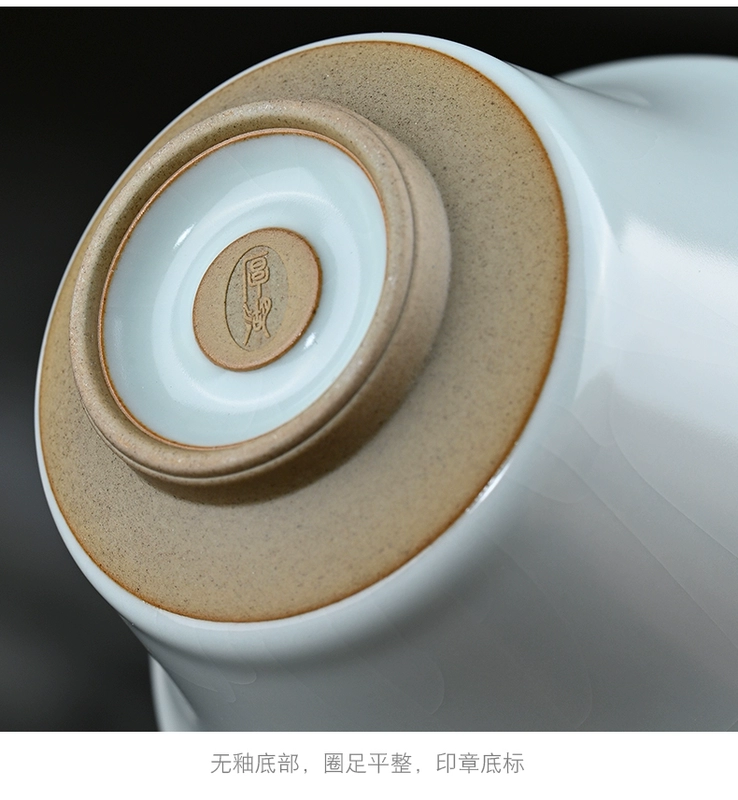 Bộ ấm trà Ru Kiln Kung Fu thủ công cao cấp dành cho gia đình Bộ hoàn chỉnh màu xanh da trời có thể mở được Ru sứ ấm trà nắp bát hộp quà tặng ấm tích pha trà bộ ấm trà in logo