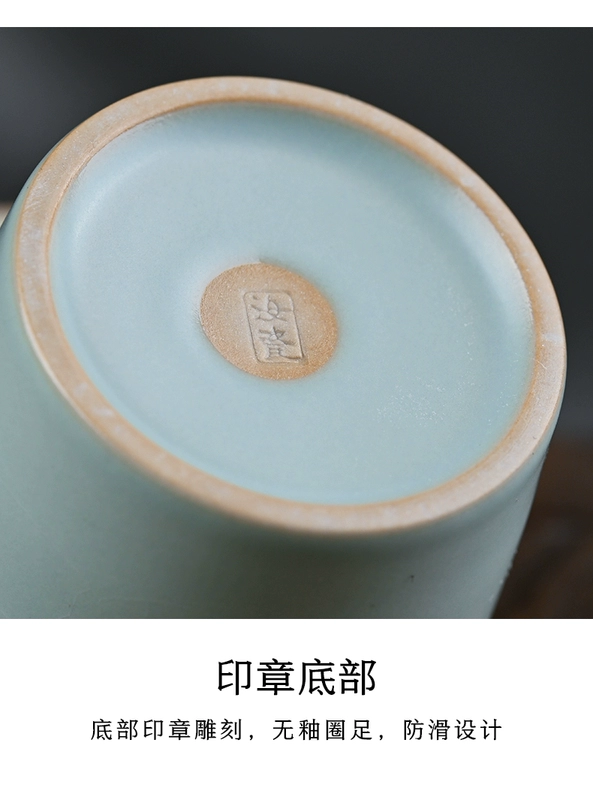 Ru lò ấm trà để pha trà Xishi nồi gốm nhà một nồi hai cốc hộp quà tặng Tianqing Ru sứ mở mảnh có thể phát triển bộ trà ấm trà gốm sứ binh tra su
