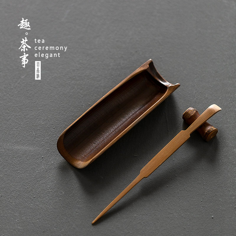 Babson d ancient tea is a three - piece checking bamboo 6 gentleman ChaZhen ChaBo tea kungfu tea accessories