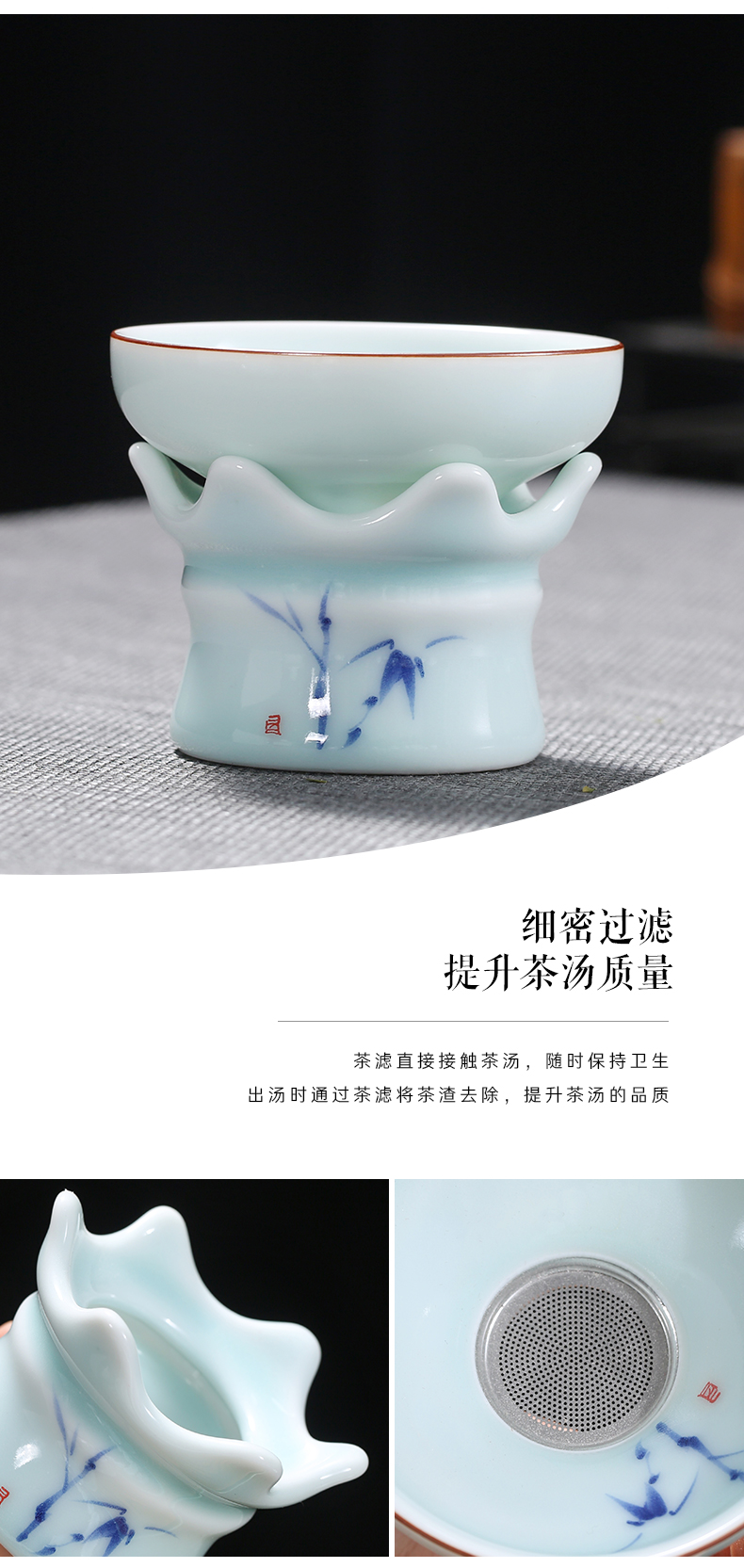 Dehua white porcelain kung fu tea set contracted household green ceramic lid bowl cups of a complete set of blue and white porcelain