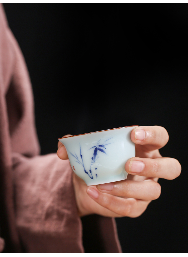 Dehua white porcelain kung fu tea set contracted household green ceramic lid bowl cups of a complete set of blue and white porcelain