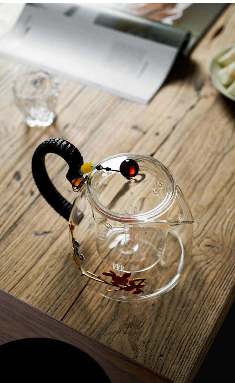 Wire inlay enamel color boiling tea ware office heat - resistant glass teapot small electric TaoLu suit single girder pot pot