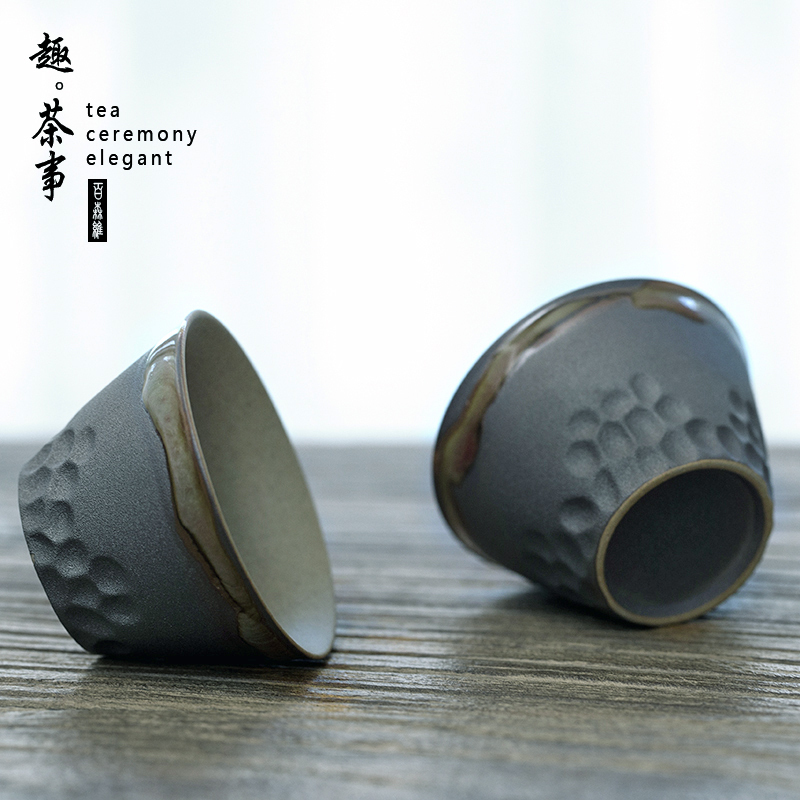 Japanese zen retro manual coarse pottery sample tea cup rust creative ceramics glaze cup cup personal cup a single master