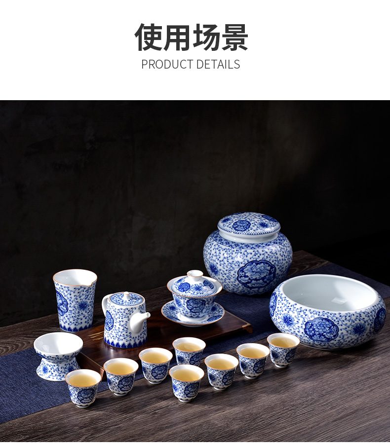 Also the blue and white porcelain cup, small single sample tea cup ceramic kung fu tea set branch lotus masters cup home