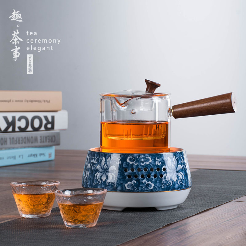 Pu - erh tea boiled suit glass teapot side boil pot of small electric TaoLu office automatic heating base of tea