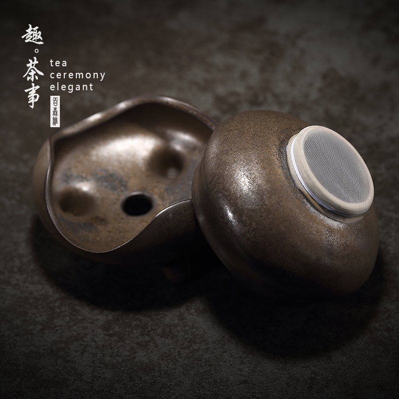 Japanese oxidation of glaze) tea coarse pottery tea filter startup tea strainer kung fu tea tea accessories