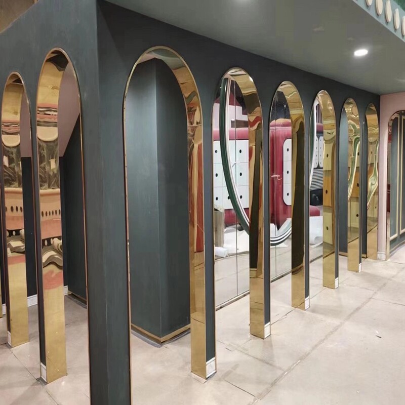 Stainless steel door frame arc Hemming corner protection line curved semicircular edge strip rose gold dining room aisle anti-collision strip