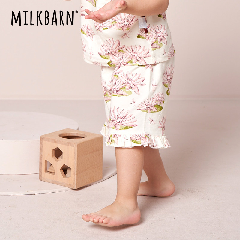 Milkbarn summer baby clothes shorts girls boys go out ruffled five points pants baby pajama pants