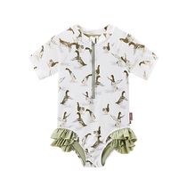 Milkbarn summer childrens one-piece swimsuit baby short-sleeved triangle swimsuit girl ruffled swimsuit bottoms