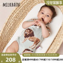 Milkbarn Summer Baby Clothes Short Sleeve Wrap Fart Hoodie Crawl Unisex Baby Jumpsuit Home Pajamas