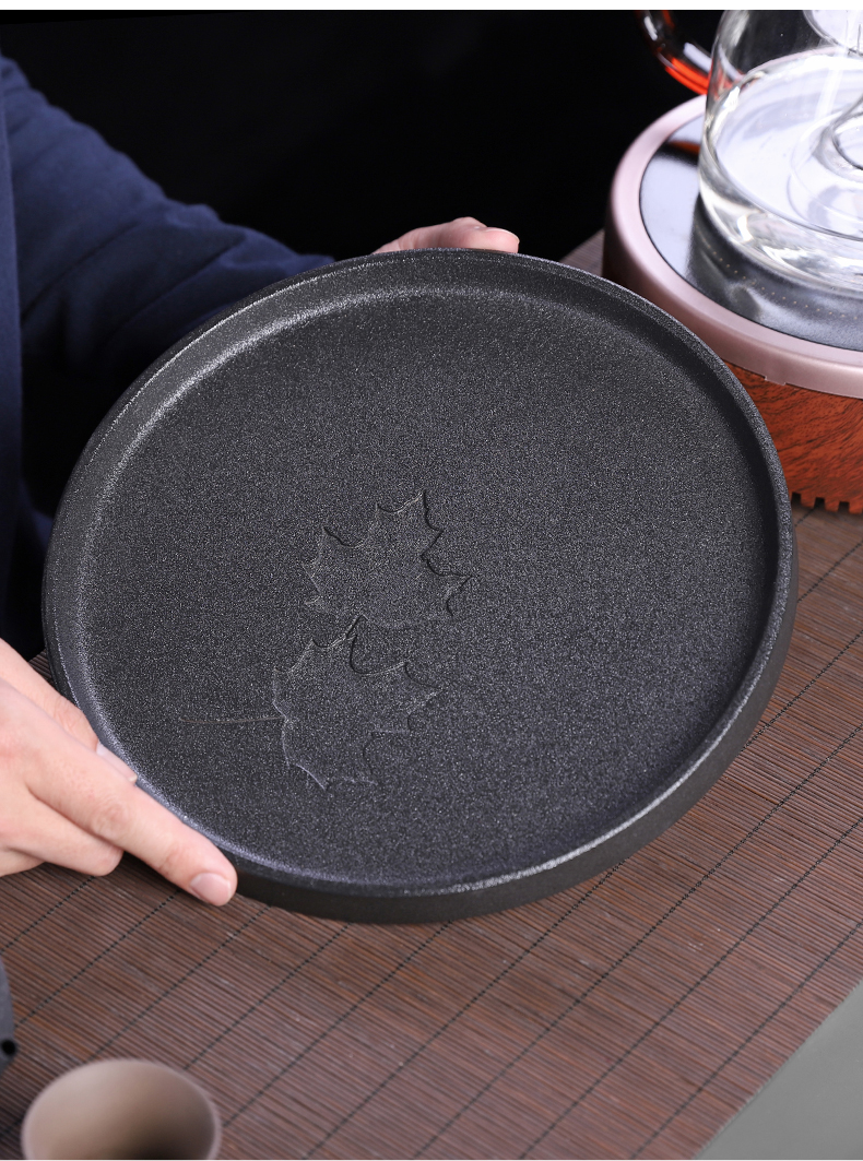 Japanese water dry tea plate contracted circular thick ceramic tray bearing small tea table compote kung fu tea tea pot