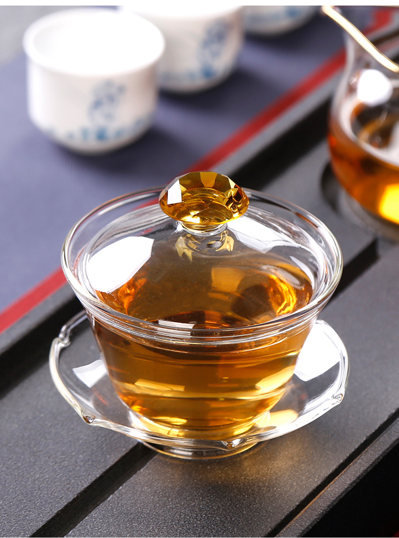 Tureen thickening heat - resistant glass tea cup three to suit individual transparent bowl large Japanese tea kungfu tea set
