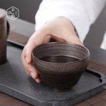 Japanese-style rough pottery kung fu tea set handmade tea cup Master Cup ceramic single cup large antique tea cup household tea cup