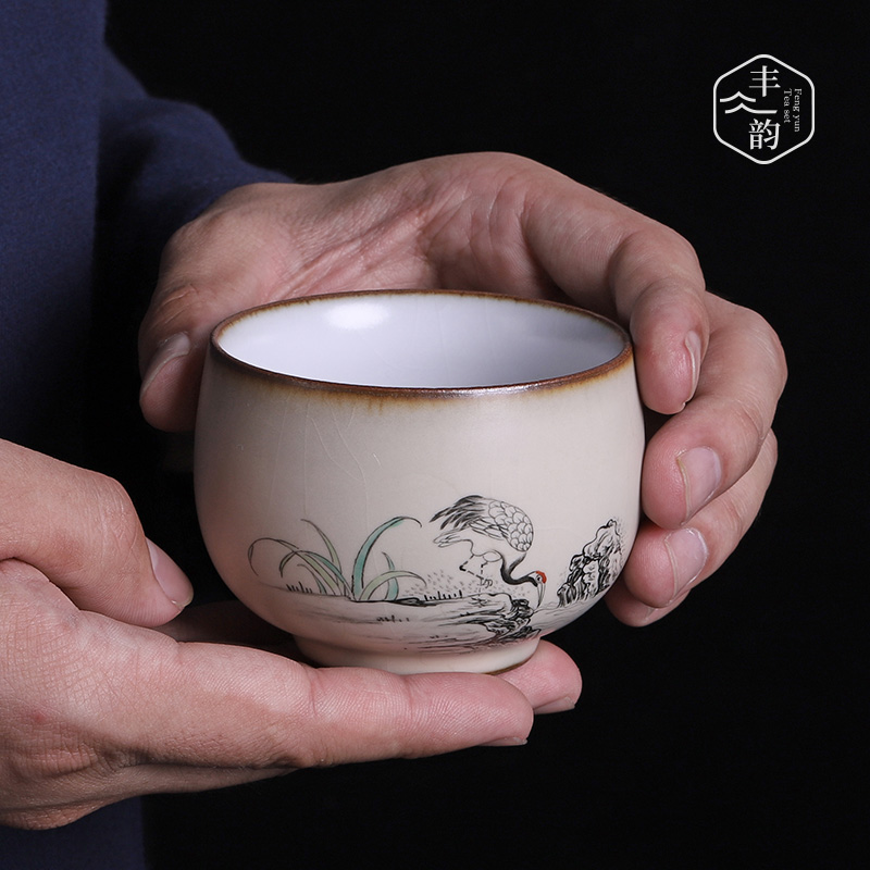 Your up hand - made teacup jingdezhen ceramic checking master cup cracked bowl kung fu tea set single cup sample tea cup