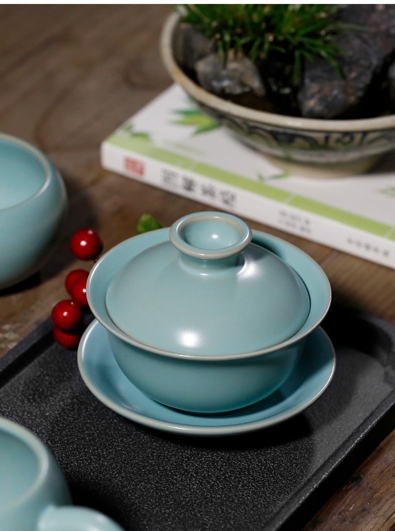 Hand your up tureen thickening heat - resistant ceramic cups large three to porcelain bowl tea bowl of kung fu tea set