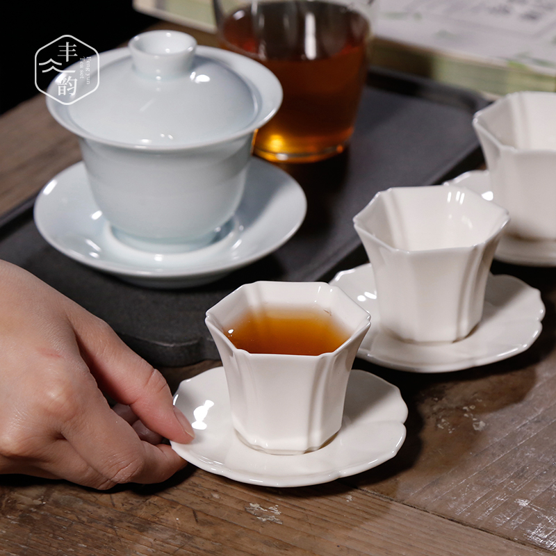 Dehua white porcelain teacup fragrance - smelling cup sample tea cup ceramic masters cup of kung fu tea pu 'er individual single cup cup mat